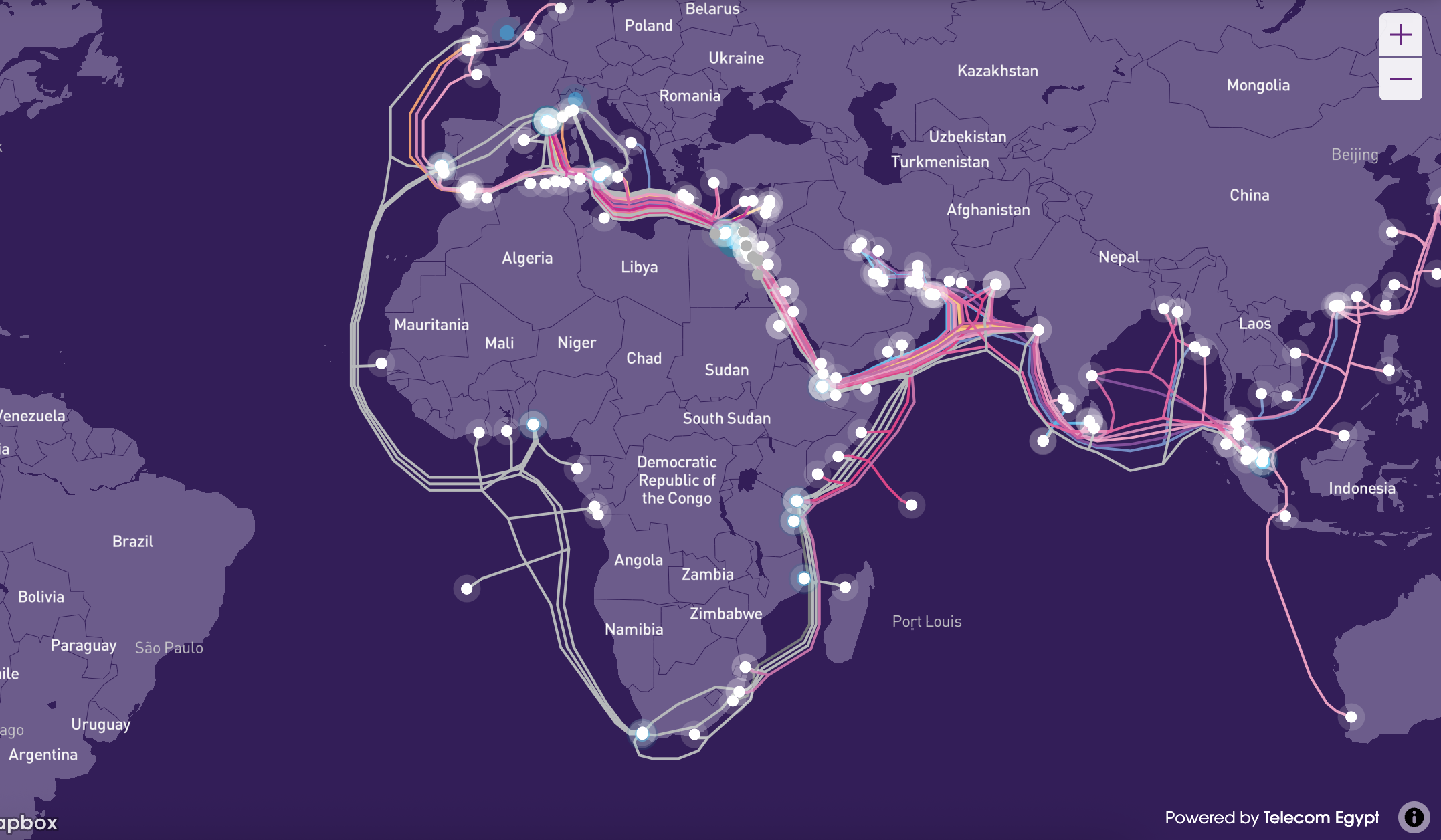 Carte des câbles sous-marins 2Africa